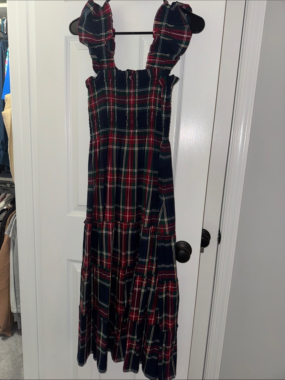 Hill House Tartan Ellie Nap Dress in Navy and Red